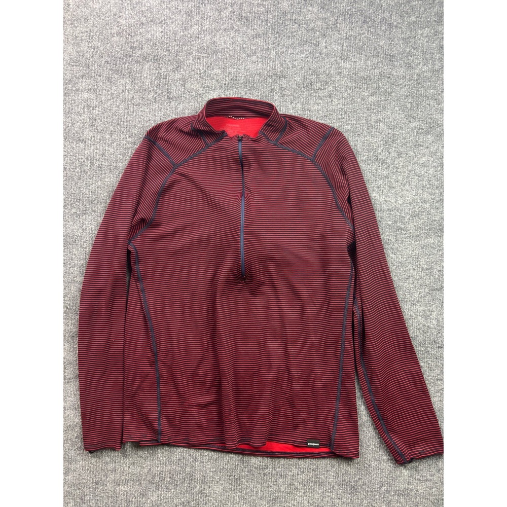 Patagonia Capilene 2 Quarter Zip Mens XL Red Striped Polartec Base Layer Top